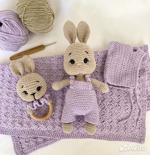 Игрушка вязаная зайка, набор