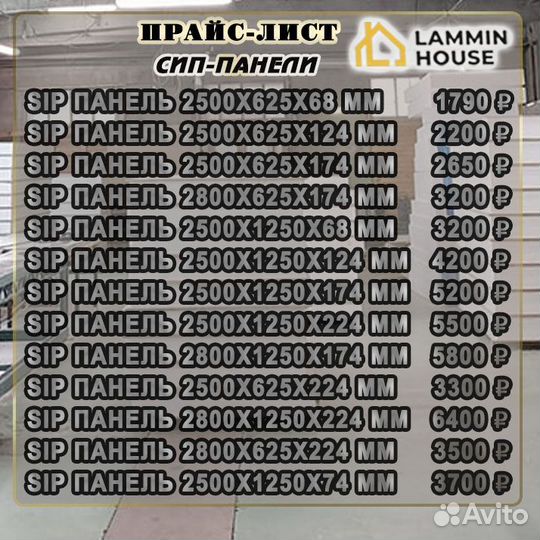 Сип SIP панели OSB. Размер 2500*625*174 мм