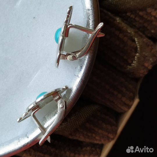 Серьги винтаж голубая бирюза