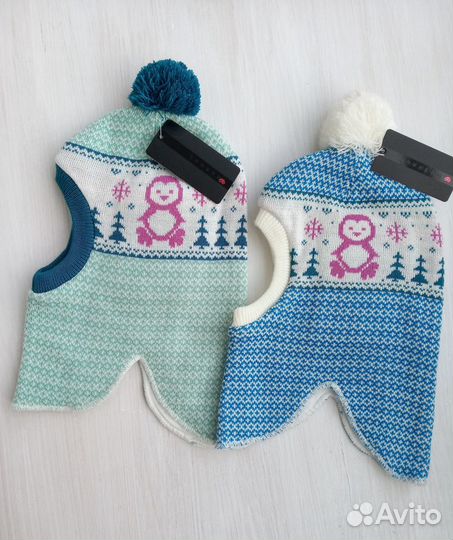 Новый шлем Maxval бирюзовый с пингвинами