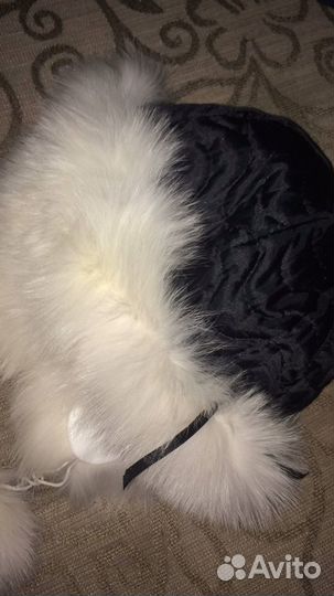 Шапка-ушанка песец/ нат. кожа