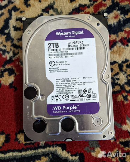 Жесткие диски 2 Тб WD Purple и Seagate Pipeline HD