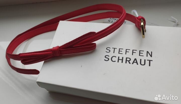 Ремень красный с бантиком, кожа, оригинал Германия