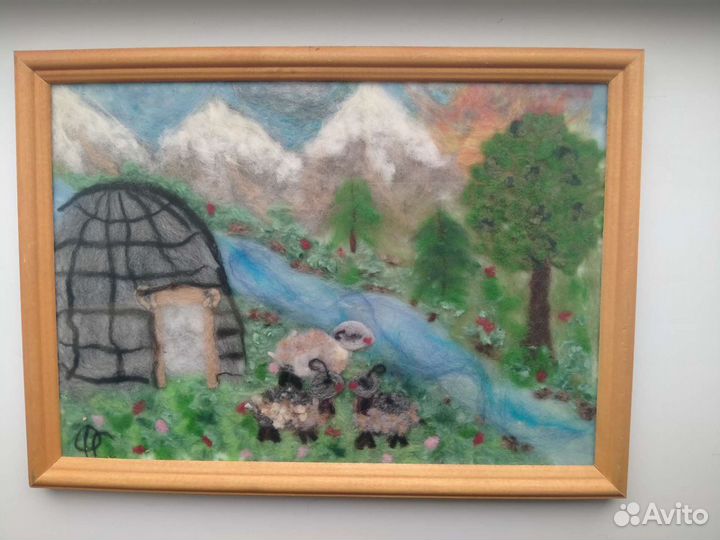 Картина из шерсти