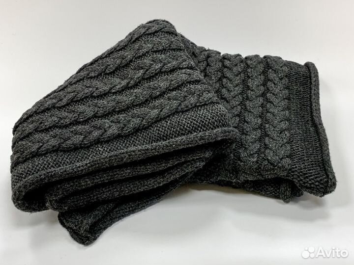 Шарф-снуд шерстяной, вязаный, женский