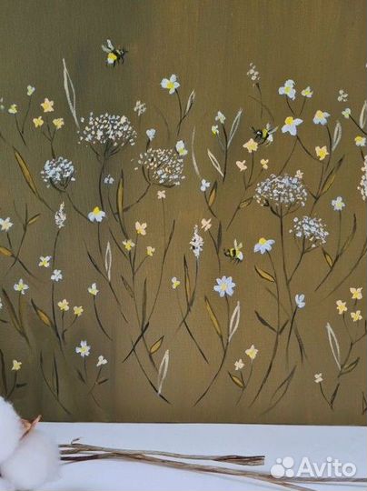 Интерьерная картина маслом Полевые цветы