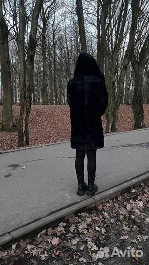 Шуба норковая с капюшоном
