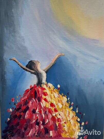 Картина холст масло свет солнце девушка