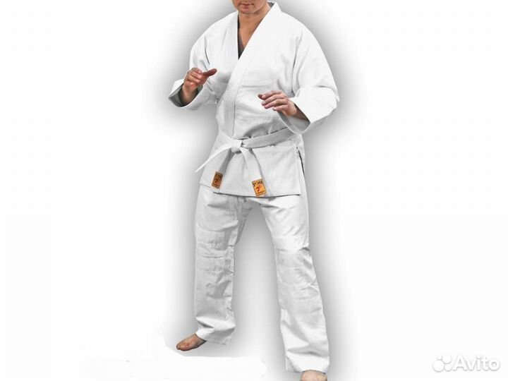 Кимоно для дзюдо Рей Спорт, белый/синий