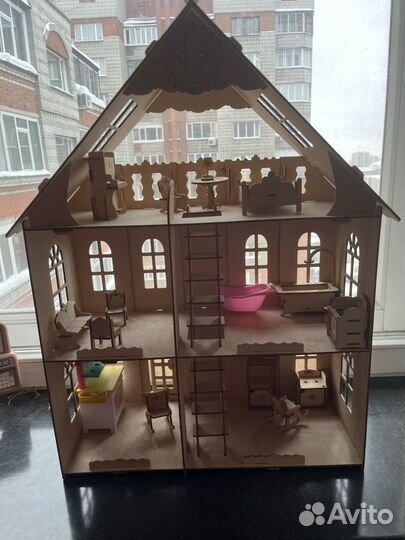 Деревянный Домик для кукол 1/12