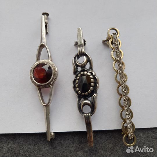 Антикварная брошь заколка серебро