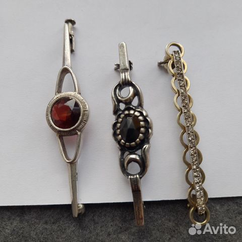 Антикварная брошь заколка серебро