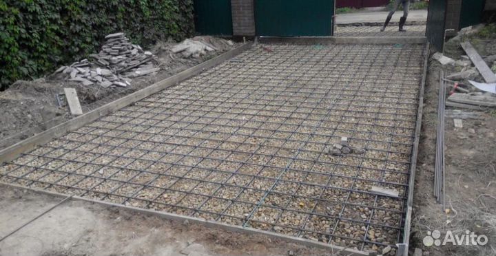 Заливка фундамента отмостка заезды