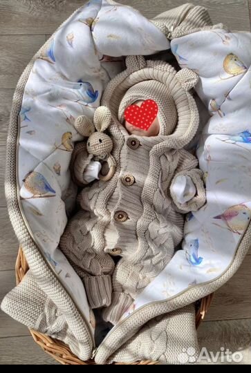 Продам Вязаный комплект комбинезон с конвертом