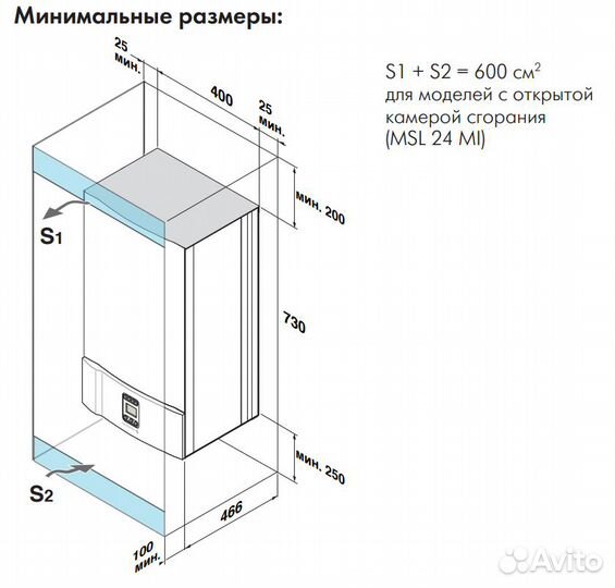 Газовый 2 контурный котел турбо до 310 м2 Италия