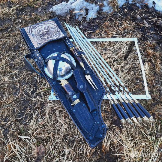 Набор для шашлыка и отдыха с шампурами из граба