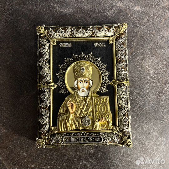 Николай Чудотворец подарочная икона ручной работы