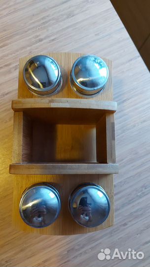 Салфетница деревянная с баночками для специй