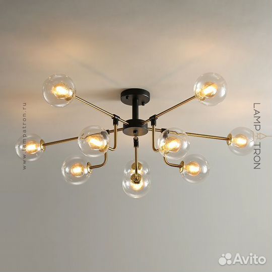 Потолочная люстра agira 10 плафонов. Цвет молочно-белый. agira-milk-10