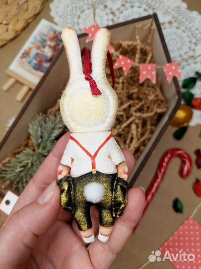 Елочные игрушки ручной работы Мальчик-Зайчик