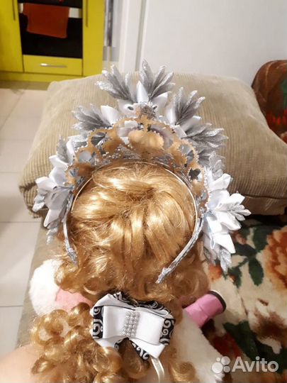 Ободок-снежинки для девочки, ручной работы