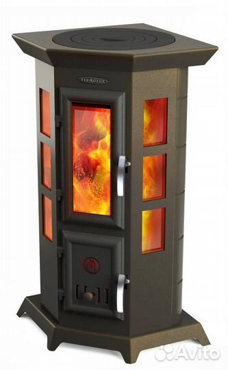 Отопительная печь тмф Статика Квинта черная бронза