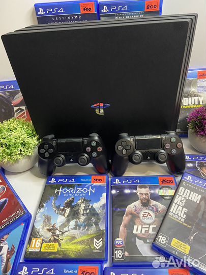 Sony ps4 pro + 2 геймпада + 750 игр