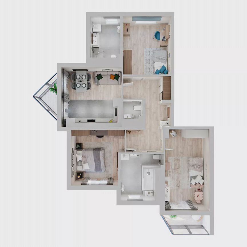 3-к. квартира, 84,5 м², 18/19 эт.