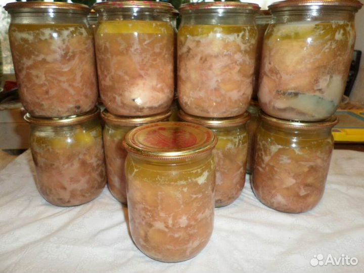 Домашняя свиная и говяжья тушёнка