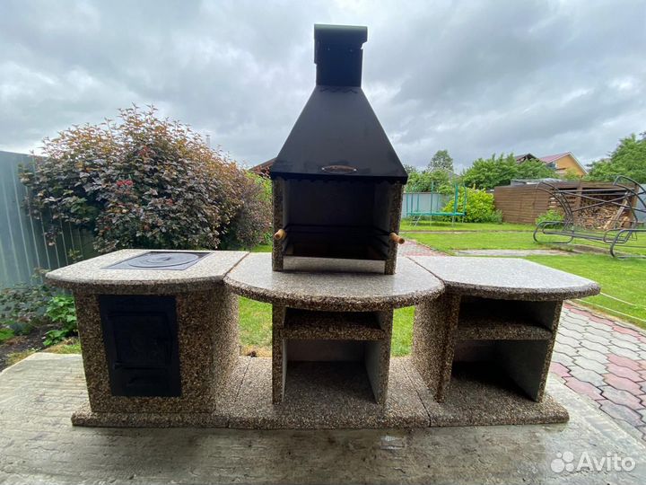 Модульная мангальная зона, печь под камин