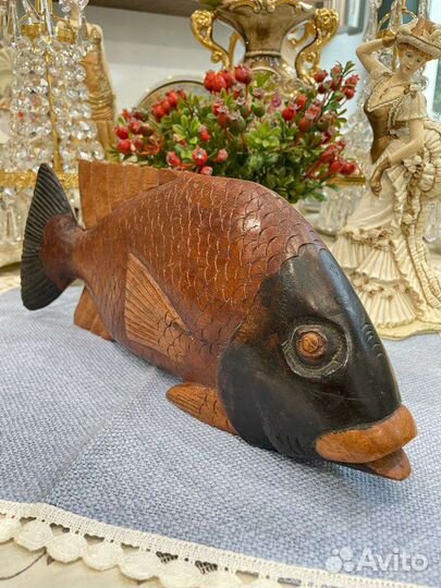 Винтаж декор Рыба из дерева