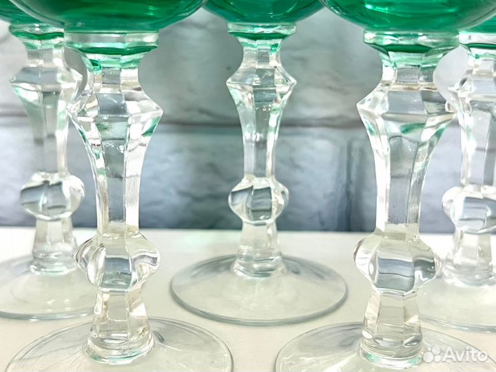 Рюмки и подсвечник цветное стекло СССР