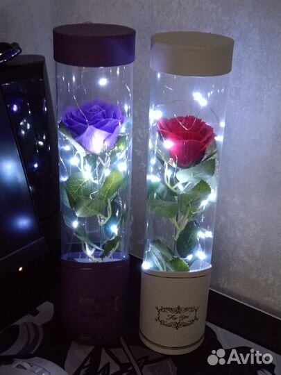 Роза в колбе с подсветкой