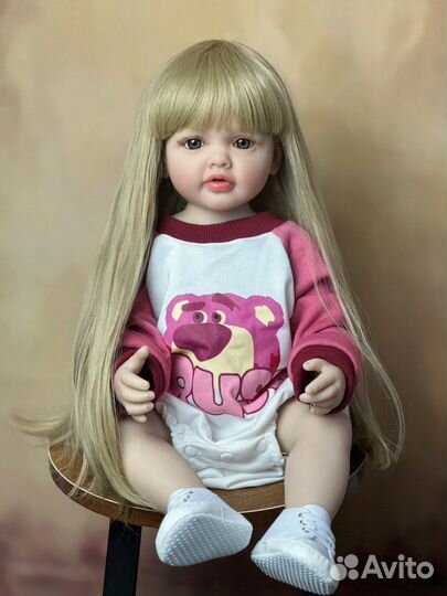 Кукла Реборн 55 силиконовая малиновая блондинка