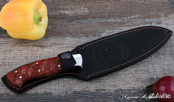 Поварской нож № 10 сталь Х12мф акрил красный