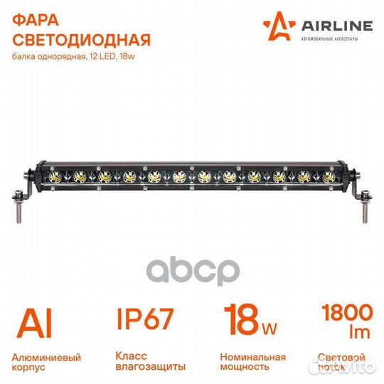 Фара светодиод.(балка)однорядная 12 LED