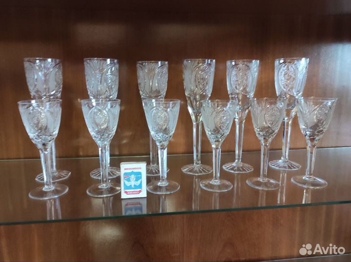 Набор хрустальных рюмок и фужеров СССР