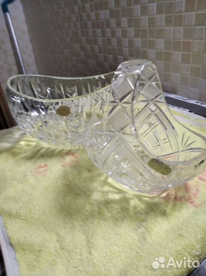 Хрусталь ладья и корзиночка.гдр.новое