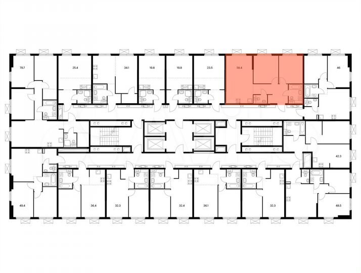 2-к. квартира, 58,4 м², 20/25 эт.