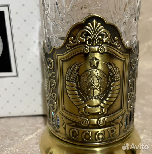 Подстаканник Герб СССР с хрустальным стаканом