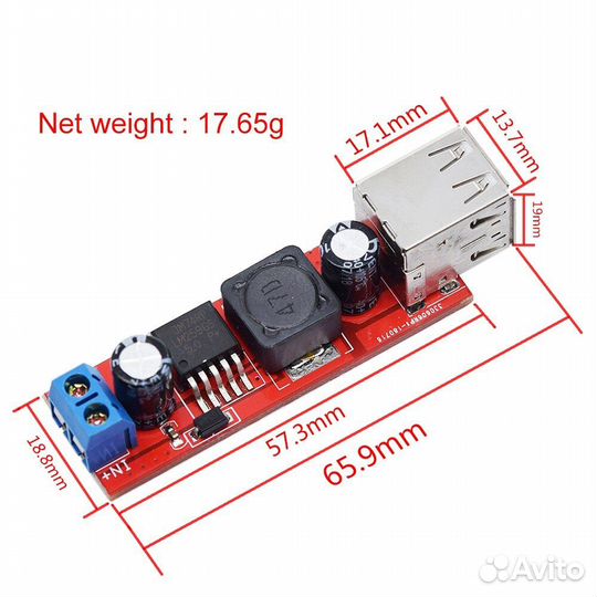LM2596 Dual USB стабилизатор напряжения 5V 3A Вх.6