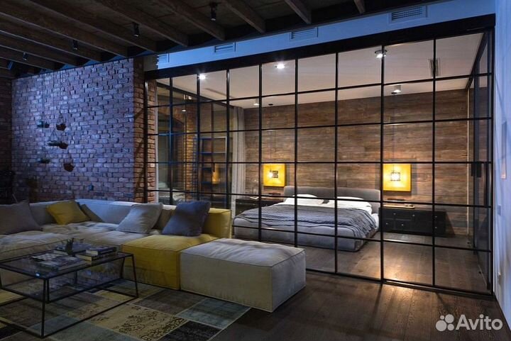 Раздвижная перегородка с стеклом