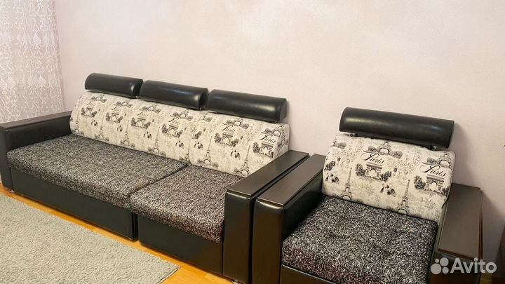 Диван прямой раскладной с креслом