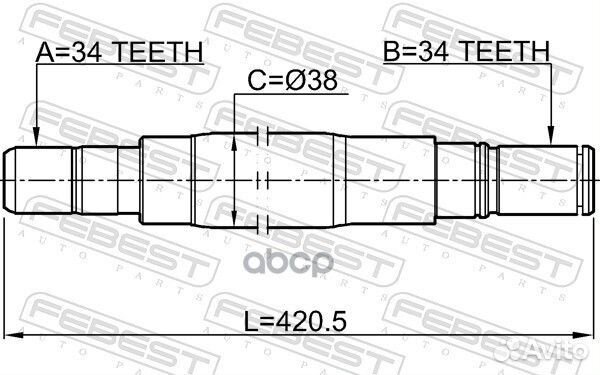 Полуось правая 34X421X34 1812mokrh Febest