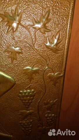 Пано 45х25 чеканка медь Девушка с виноградом 1983