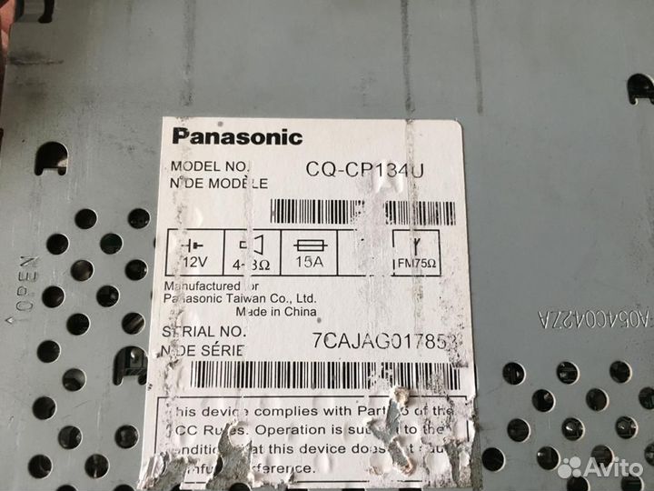 Магнитола panasonic CQ-CP134U CD MP3 AUX б/у