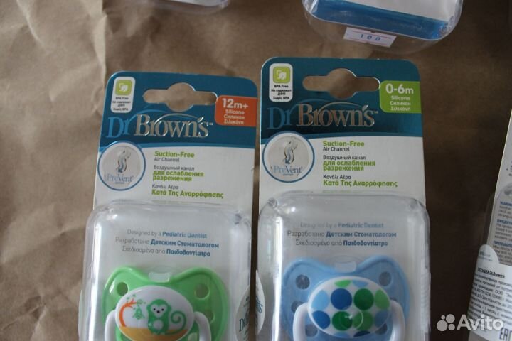Пустышки, прорезыватели dr browns 6-12, 12+
