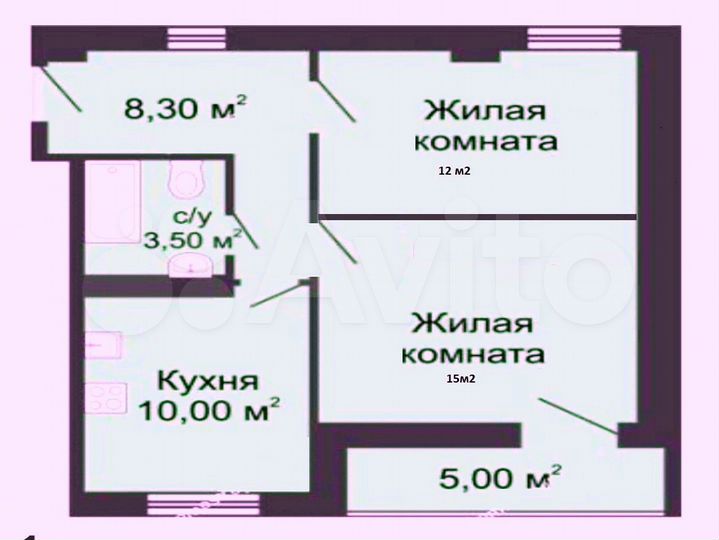 2-к. квартира, 52 м², 9/15 эт.