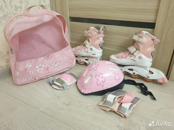 Детские ролики раздвижные 30-33 и защита