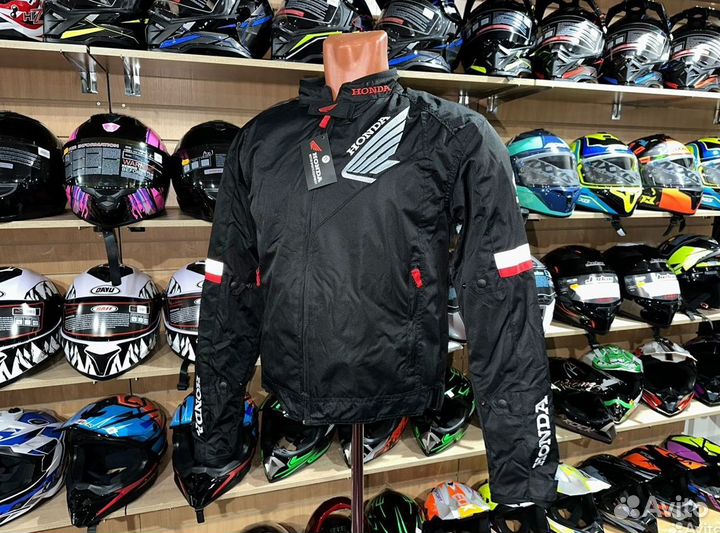 Мото куртка с защитой легкая Honda с дождевиком